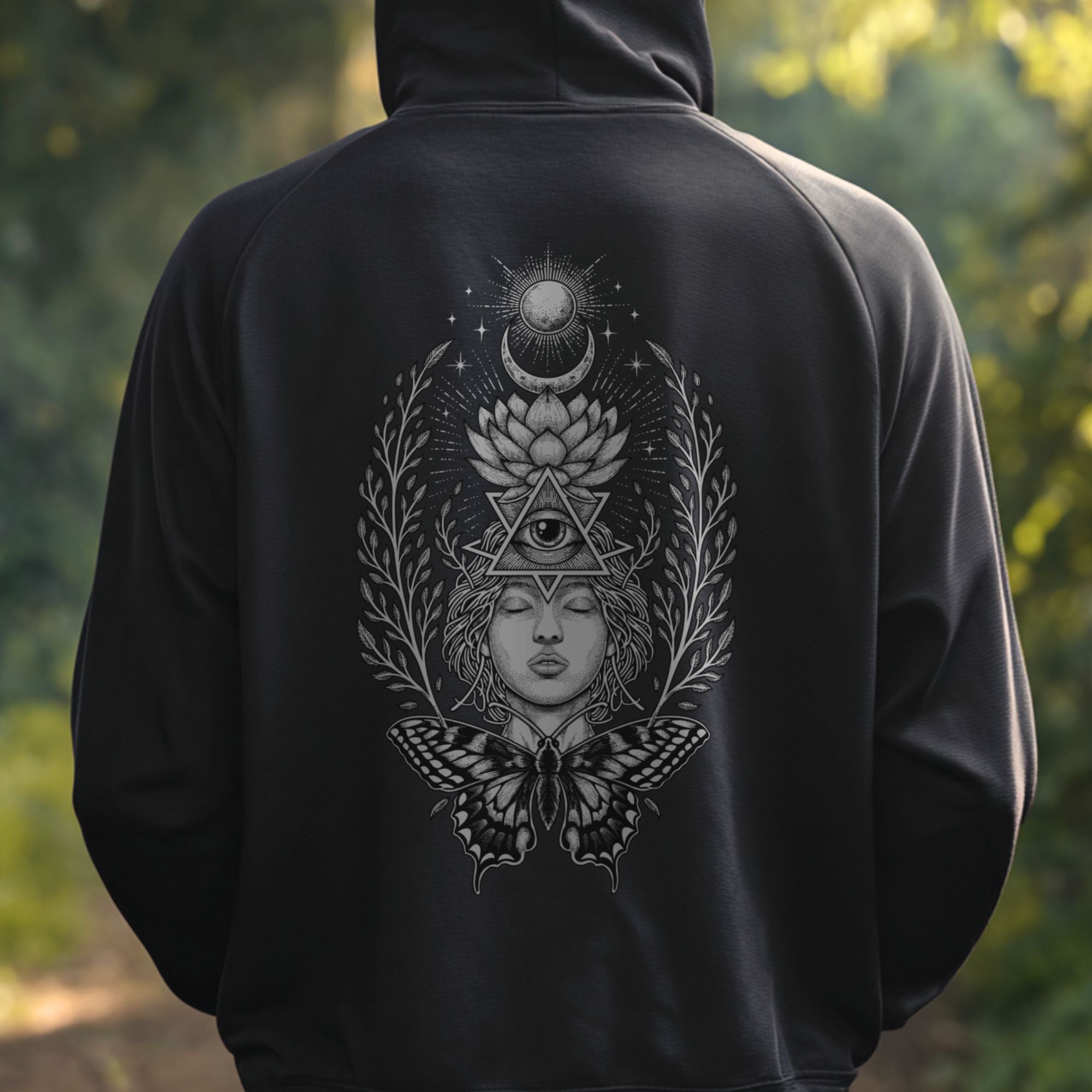 Sacred Unity Hoodie (Unisex) | Eco Raglan with Sacred Geometry Back Print