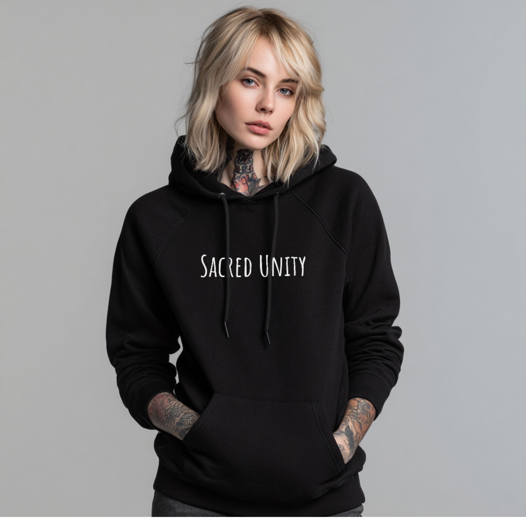 Sacred Unity Hoodie (Unisex) | Eco Raglan with Sacred Geometry Back Print